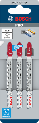 Bosch Plastics PMMA 清潔 T102BF 拼圖鋸刀片 3/8 英吋 3 件裝.