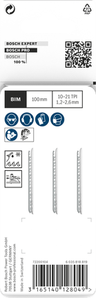 PRO Metal thick and thin T123XF 線鋸片,100 mm,3 件 Bosch PRO Metal T123XF 曲線鋸刀片 100 毫米 3 個。.