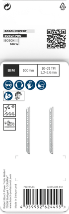 PRO Metal thick and thin T123XF 線鋸片,100 mm,2 件 Bosch金屬曲線鋸鋸片 100 毫米.