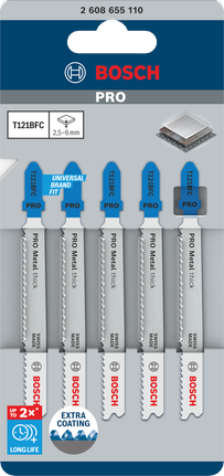 Bosch Metal 厚 T121BFC 曲線鋸刀片 92 mm 5 件.