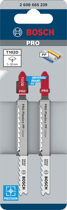 PRO Plastics PP 細緻切割款 T102D 線鋸片,100 mm,2 件 Bosch Plastics PP 清潔 T102D 曲線鋸刀片 100 mm 2 件.