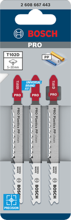 PRO Plastics PP 細緻切割款 T102D 線鋸片,100 mm,3 件 Bosch Plastics PP 清潔 T102D 曲線鋸刀片 100 mm 3 件裝.
