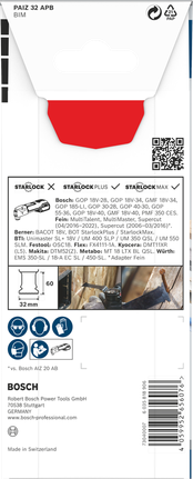 BoschPAIZ 32 APB 多功能工具刀片 32×60 毫米.