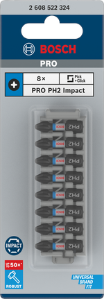 Bosch PH2 衝擊鑽頭 25 mm 8 件裝.