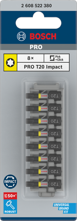Bosch Torx T20 25 毫米衝擊鑽頭 8 件裝.