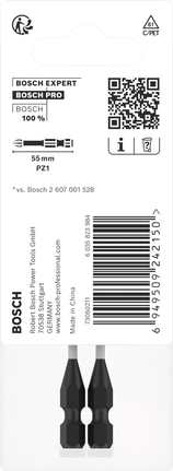 PRO Pozidriv Impact 抗衝擊米字型起子頭,PZ1,55 mm,2 件 BoschPZ1 55 毫米衝擊鑽頭 2 件裝.