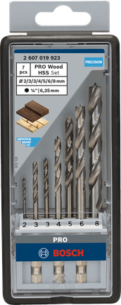 PRO Wood HSS 布拉德尖角鑽頭套組,7 件 Bosch PRO Wood HSS 7 件組鑽頭套裝.
