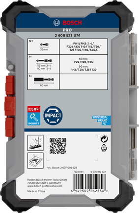 Bosch PRO 衝擊螺絲起子頭組 20 件。.