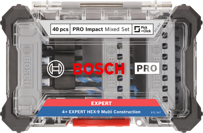 PRO Impact 抗衝擊混合套裝,40 件 Bosch PRO Impact 混合套裝 40 件.