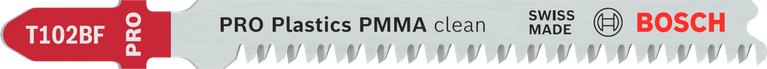BoschT102BF 曲線鋸刀片，用於乾淨地切割 PMMA 塑膠。.