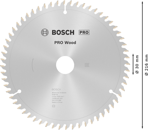 PRO Wood 工圓鋸片,216 x 2 x 30 mm,T60 PRO Wood 工圓鋸片,216 x 2 x 30 mm,T60