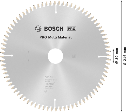 PRO Multi Material 圓鋸片,216 x 2.5 x 30 mm,T80 PRO Multi Material 圓鋸片,216 x 2.5 x 30 mm,T80