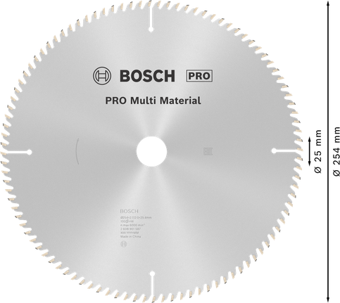 PRO Multi Material 圓鋸片,254 x 2.7 x 25.4 mm,T100 PRO Multi Material 圓鋸片,254 x 2.7 x 25.4 mm,T100