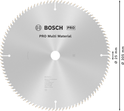 PRO Multi Material 圓鋸片,305 x 2.7 x 25.4 mm,T100 PRO Multi Material 圓鋸片,305 x 2.7 x 25.4 mm,T100