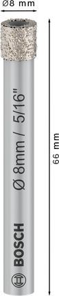 Bosch陶瓷乾鑽頭 8x66 毫米，適用於磁磚。.