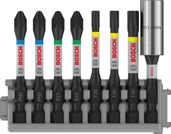 Bosch衝擊套裝，附標準鑽頭支架，8 件。.