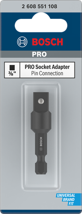 PRO 套筒轉接頭,搭配插銷接頭,3/8",50 mm Bosch PRO 插座轉接器 3/8 英吋針腳連接。.