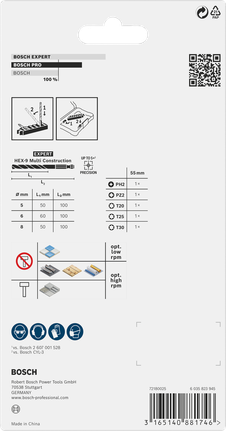 附帶多功能萬用鑽頭和 Pick and Click 索引的 PRO Impact 抗衝擊套裝,PH2 x 50 mm,PZ2 x 50 mm,T20 x 50 mm,T25 x 50 mm,T30 x 50 mm,MC 5/6/8 x 50 mm,8 件組 Bosch PRO Impact 8 件鑽頭和鑽頭套裝。.