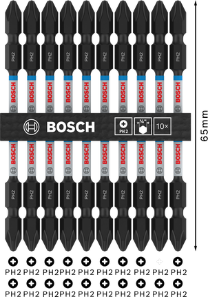 Bosch雙頭衝擊鑽頭套裝 PH2 110mm，適用於軟木和不銹鋼。.