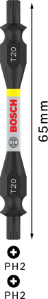 Bosch PRO 雙頭衝擊鑽頭 T20 65 毫米。.