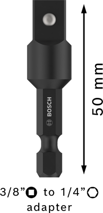 PRO 套筒轉接頭,搭配插銷接頭,3/8",50 mm Bosch PRO 套筒適配器 3/8" 至 1/4",50 毫米。.
