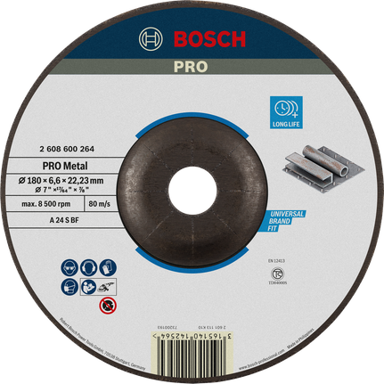 Bosch PRO 金屬砂輪 A 24 S BF，180 毫米，使用壽命長。.