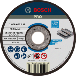 Bosch PRO 金屬切割片 100 x 2.5 x 16 毫米，使用壽命長。.