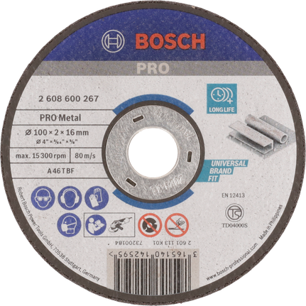 Bosch金屬結合切割片 100 x 2 x 16 mm。