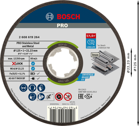 Bosch PRO 不鏽鋼切割盤 125x1mm X-Lock。.