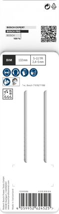 PRO Multi Material 厚薄通用款 T345XF 線鋸片,132 mm,2 件 Bosch多材質 T345XF 曲線鋸鋸條 132 mm 2 件.