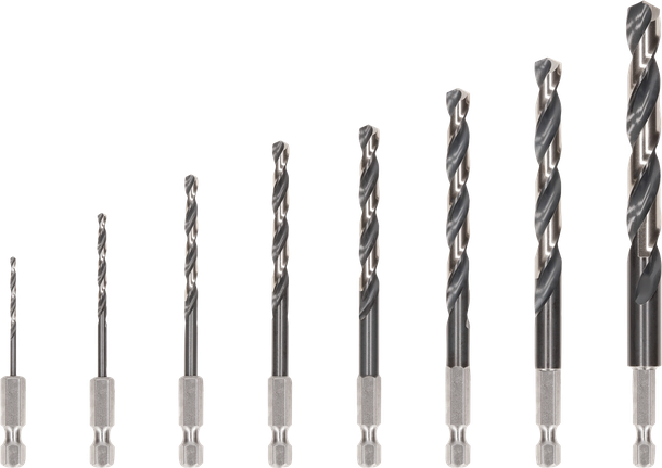 PRO Metal HSS-G Impact 抗衝擊金屬鑽頭套組,8 件 Bosch PRO 金屬 HSS-G 衝擊麻花鑽頭套裝,8 件。.