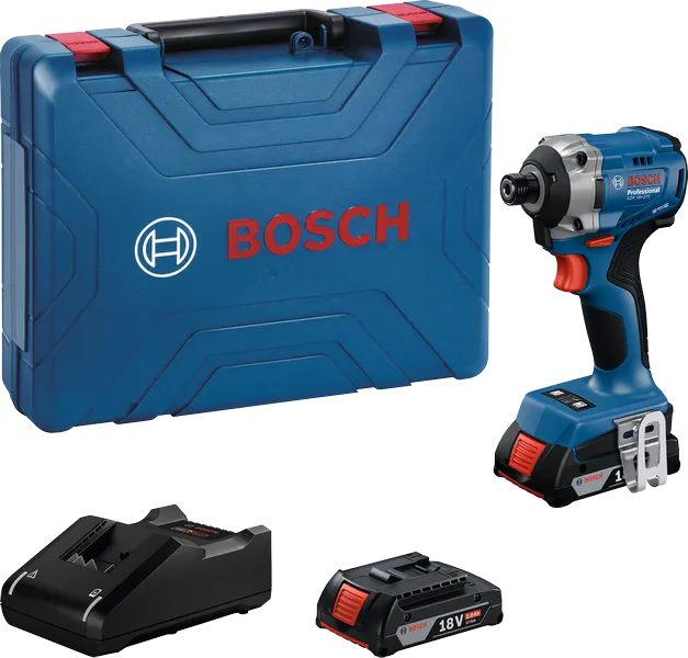 Bosch 18V-215 衝擊起子套裝，配有長鑽頭支架。.