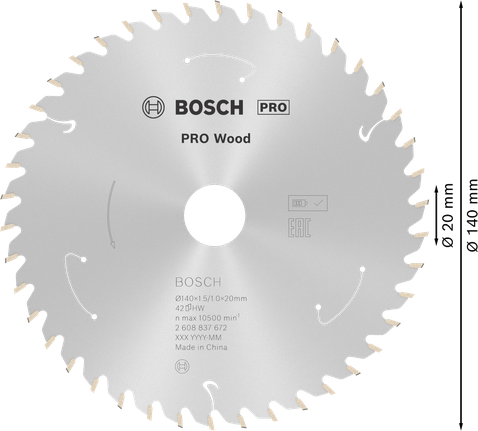 Bosch PRO Wood 無線圓鋸片，140 毫米 42T。.