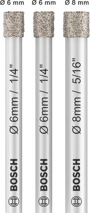 PRO Ceramic (乾式瓷磚用) 鑽頭套組,6 x 66,6 x 66,8 x 66 mm,3 件組 Bosch PRO 陶瓷乾鑽頭套裝 6 和 8 毫米,3 件。.