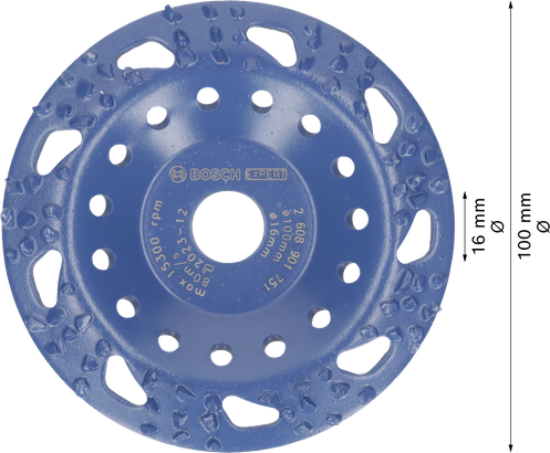Bosch EXPERT 多材質硬質合金磨頭，粗傾斜 100 毫米。