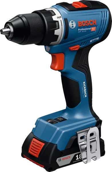 BoschGSR 18V-65 無線電鑽，附皮帶夾。