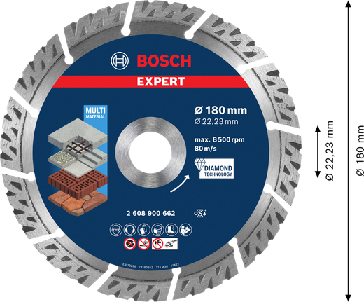BoschEXPERT 多材質鑽石切割片 180 mm。.