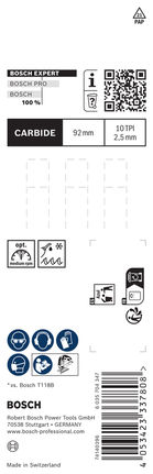 超耐久超厚金屬專業款 T155HHM 線鋸片,3 件 Bosch EXPERT Tough Metal T155HHM 曲線鋸刀片 92 mm 3 件。.
