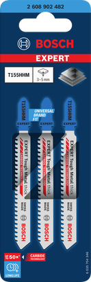 超耐久超厚金屬專業款 T155HHM Bosch EXPERT Tough Metal T155HHM 曲線鋸刀片 3 件。.