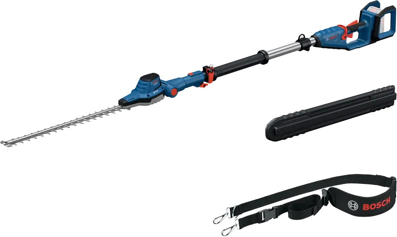 Bosch 18V-50 伸縮式樹籬修剪機，附綁帶。.