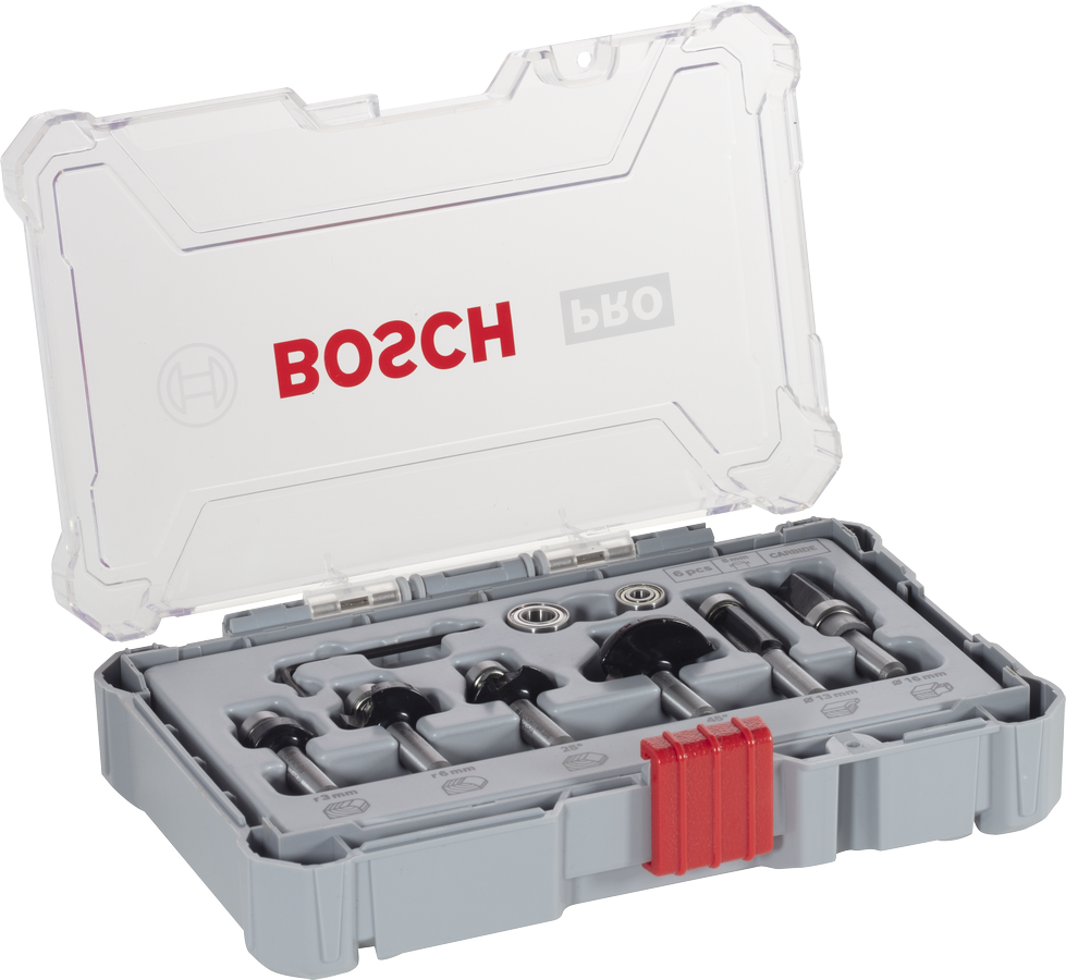 Bosch PRO 路由器鑽頭修邊和邊緣套裝 8 毫米 6 件。.
