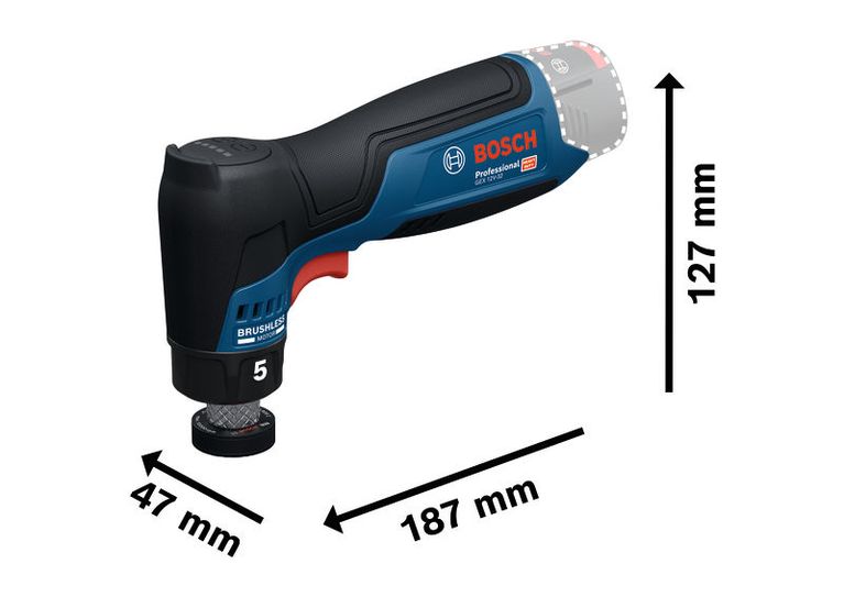 Bosch 12V-32 無線隨機軌道砂光機尺寸。