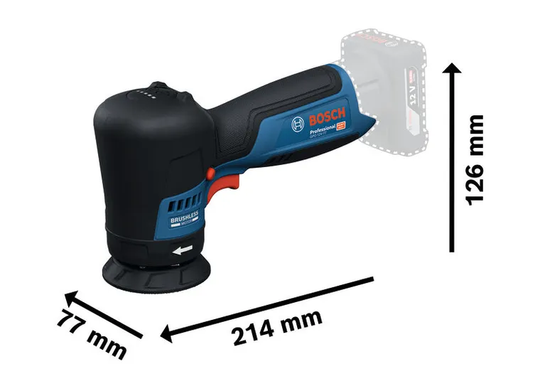 Bosch 12V-77 拋光機採用小巧無刷設計。.