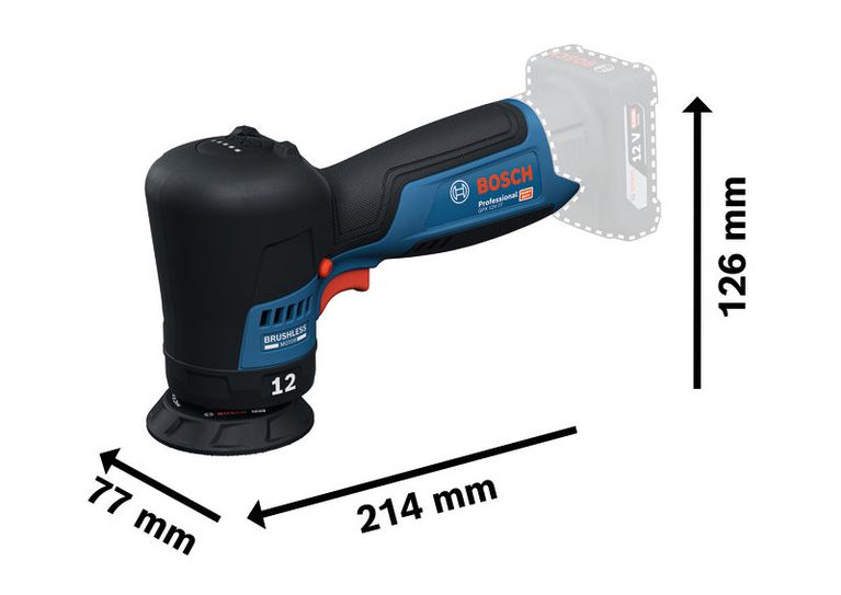 GPX 12V-77 Bosch 12V-77 拋光機採用小巧無刷設計。
