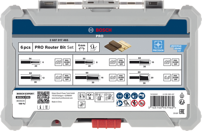 Bosch路由器鑽頭直套裝 6 毫米 6 件.