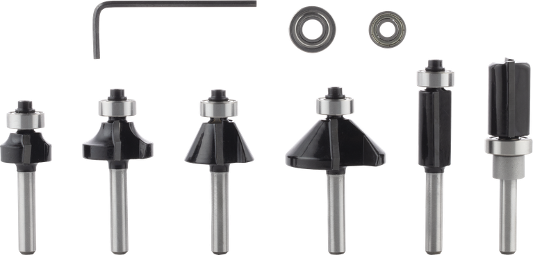 Bosch PRO 路由器鑽頭修邊和邊緣套裝 6 毫米柄 6 件。.