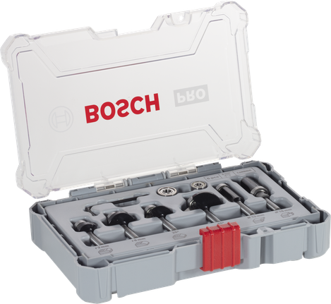 Bosch PRO 路由器鑽頭修邊和邊緣套裝 6 毫米柄。.