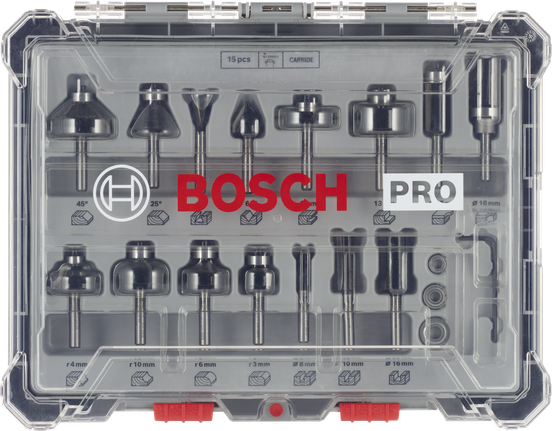 Bosch路由器鑽頭套裝 6 毫米柄.