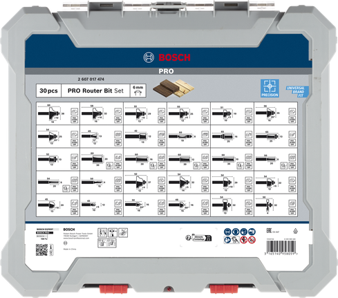 Bosch路由器鑽頭套裝 6 mm 30 件.
