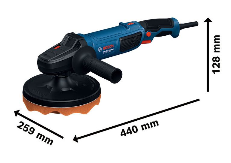 Bosch 11-180 S 拋光機配有符合人體工學的手柄。.
